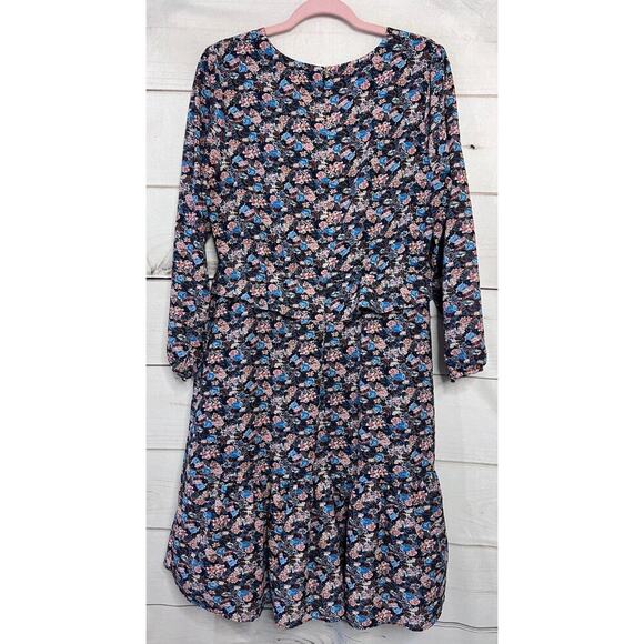 J. Crew Dress Size 14 Dress Long Sleeves Ruffled Waist Multicolor - Picture 2 of 6